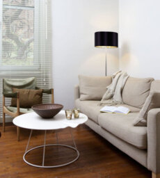 Elegant Satin Nickel Floor Lamp With Black Gold Fabric Shade And Pedal Switch - thumbnail 3