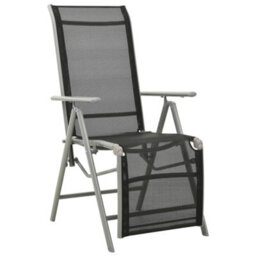 Berkfield Reclining Garden Chairs 2 Pcs Textilene And Aluminium Silver - thumbnail 2