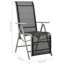 Berkfield Reclining Garden Chairs 2 Pcs Textilene And Aluminium Silver - thumbnail 9