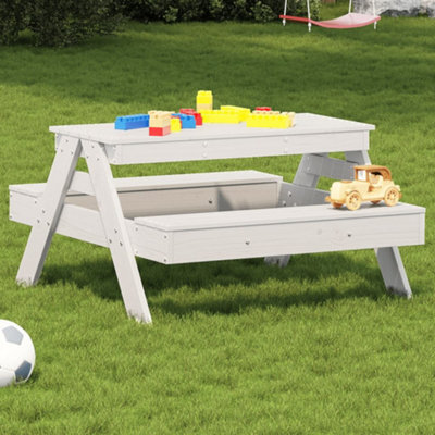 Berkfield Picnic Table For Kids White 88X97X52 Cm Solid Wood Pine - image 1