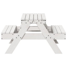 Berkfield Picnic Table For Kids White 88X97X52 Cm Solid Wood Pine - thumbnail 5