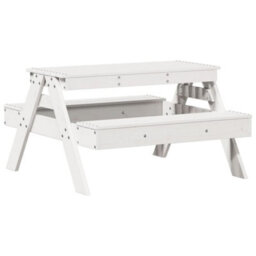 Berkfield Picnic Table For Kids White 88X97X52 Cm Solid Wood Pine - thumbnail 6