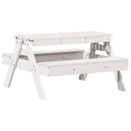 Berkfield Picnic Table For Kids White 88X97X52 Cm Solid Wood Pine - thumbnail 2