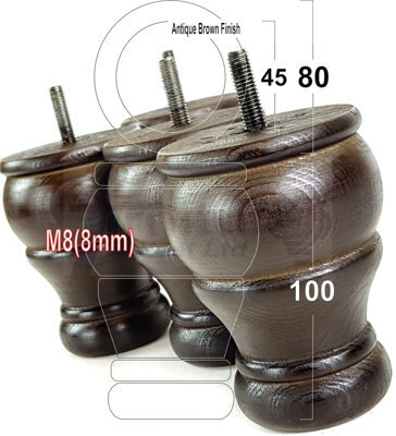L&F 4X Wooden Bun Feet Antique Brown Replacement Furniture Legs Sofas Chairs Footstools M8 Cwc802 - image 1