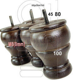 L&F 4X Wooden Bun Feet Antique Brown Replacement Furniture Legs Sofas Chairs Footstools M8 Cwc802 - thumbnail 1