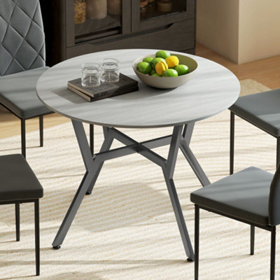 Homcom Small Kitchen Table With Black Steel Legs, Dining Table, Grey - image 1