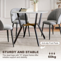 Homcom Small Kitchen Table With Black Steel Legs, Dining Table, Grey - thumbnail 5