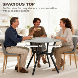 Homcom Small Kitchen Table With Black Steel Legs, Dining Table, Grey - thumbnail 6
