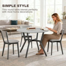 Homcom Small Kitchen Table With Black Steel Legs, Dining Table, Grey - thumbnail 4