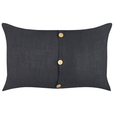 Beliani Set Of 2 Decorative Cushions Banori Linen 30 X 50 Cm Black Solid - image 1