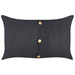 Beliani Set Of 2 Decorative Cushions Banori Linen 30 X 50 Cm Black Solid