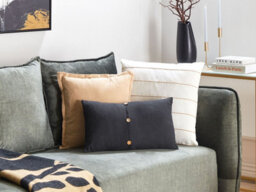 Beliani Set Of 2 Decorative Cushions Banori Linen 30 X 50 Cm Black Solid - thumbnail 2