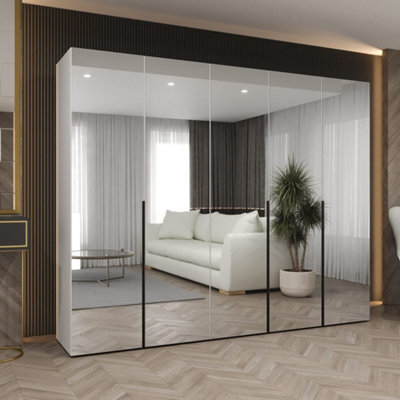 Arte Alicante Iii White Hinged Door Wardrobe 250Cm - Bright Modern Mirrored Wardrobe For Airy Bedroom Storage - image 1