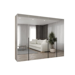Arte Alicante Iii White Hinged Door Wardrobe 250Cm - Bright Modern Mirrored Wardrobe For Airy Bedroom Storage - thumbnail 2