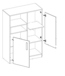Arte Pok Sideboard Cabinet (H)1300mm (W)900mm (D)400mm - Grey & White Children's Bedroom Storage Furniture - thumbnail 2