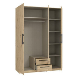 Cadixo Sliding Door Wardrobe With Mirror Modern Bedroom Storage Hanging Rails And Shelves Durable Laminated Board Oak Artisan - thumbnail 3