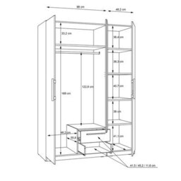Cadixo Sliding Door Wardrobe With Mirror Modern Bedroom Storage Hanging Rails And Shelves Durable Laminated Board Oak Artisan - thumbnail 4