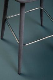 Orsina Grey Velvet Bar Chair, Low-Back Modern Bar Stool With Cut-Out Design, Foam Padded Seat & Silver Footrest - thumbnail 5