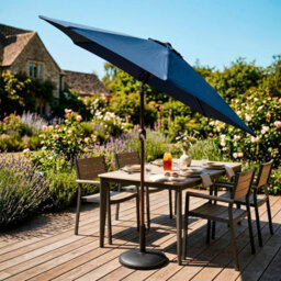 Harbour Housewares Tilting Garden Parasol - 2.7M - Navy - thumbnail 7