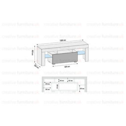 Tv Unit 130Cm Sideboard Cabinet Cupboard Tv Stand Living Room High Gloss Doors - Oak & White - thumbnail 6