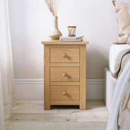 Duchy Oak 3 Drawer Bedside Table Fully Assembled - By Roseland Furniture - thumbnail 2
