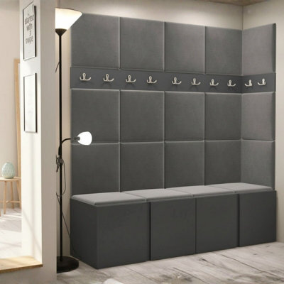 Orion Ii Hallway Set Graphite Shoe Cabinet Hangers Grey Panels - image 1