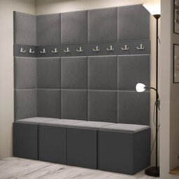 Orion Ii Hallway Set Graphite Shoe Cabinet Hangers Grey Panels - thumbnail 2