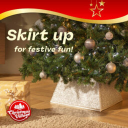 Christmas Village Silver Glitter Square Christmas Tree Skirt 48X48Cm Durable With Easy Assembly Secure Fit For Stands Up To 46Cm - thumbnail 2