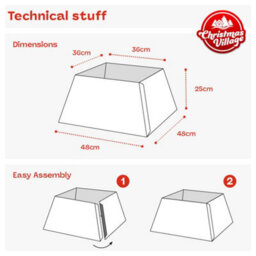 Christmas Village Silver Glitter Square Christmas Tree Skirt 48X48Cm Durable With Easy Assembly Secure Fit For Stands Up To 46Cm - thumbnail 8