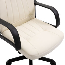 Homcom Pu Leather Office Chair Swivel Mid-Back Computer Desk Chair, Cream - thumbnail 7