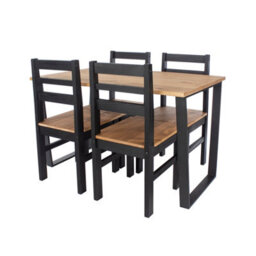 Core Products Texas Antique Waxed Pine 118Cm Dining Table With 4 Black Pine Chair Set - thumbnail 2
