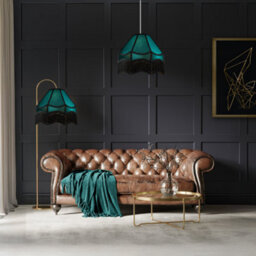 Happy Homewares Traditional Victorian Empire 40Cm Lamp Shade In Dark Emerald Velvet With Tassels - thumbnail 7