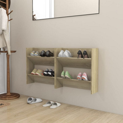 Berkfield Wall Shoe Cabinets 2 Pcs Sonoma Oak 60X18X60Cm Engineered Wood - image 1