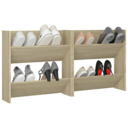 Berkfield Wall Shoe Cabinets 2 Pcs Sonoma Oak 60X18X60Cm Engineered Wood - thumbnail 4