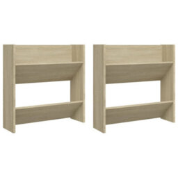 Berkfield Wall Shoe Cabinets 2 Pcs Sonoma Oak 60X18X60Cm Engineered Wood - thumbnail 2