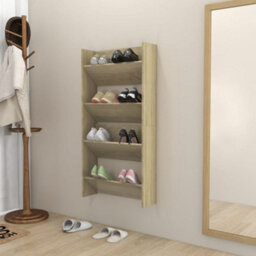 Berkfield Wall Shoe Cabinets 2 Pcs Sonoma Oak 60X18X60Cm Engineered Wood - thumbnail 3