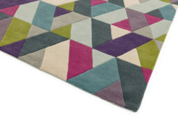 Blue Green Geometric Funky Handmade Luxurious Modern Wool Rug For Living Room And Bedroom-120Cm X 170Cm - thumbnail 2