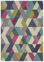 Blue Green Geometric Funky Handmade Luxurious Modern Wool Rug For Living Room And Bedroom-120Cm X 170Cm - thumbnail 6
