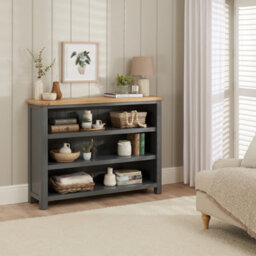 The Furniture Market Marbury Slate Grey Painted Wide Low Large Bookcase - thumbnail 3
