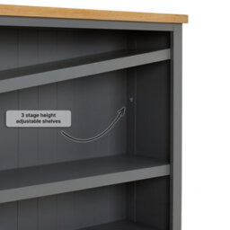 The Furniture Market Marbury Slate Grey Painted Wide Low Large Bookcase - thumbnail 5