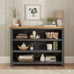 The Furniture Market Marbury Slate Grey Painted Wide Low Large Bookcase - thumbnail 2
