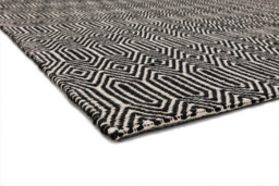 Modern Rug, Handmade Wool Rug For Bedroom, Geometric Rug, 4mm Thickness Black/white Dining Room Rug-120Cm X 170Cm - thumbnail 2