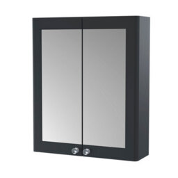 Balterley Swynnerton Traditional Bathroom Wall Hung 2-Door Mirror Cabinet, Dark Grey, 600mm - thumbnail 1