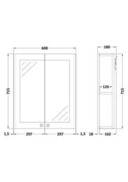 Balterley Swynnerton Traditional Bathroom Wall Hung 2-Door Mirror Cabinet, Dark Grey, 600mm - thumbnail 7