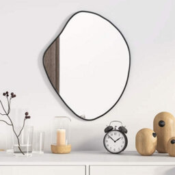 Walplus Black Wall Mirror 50X40 Cm  Minimalist Rectangular Vanity Mirror