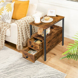 Side Table Bedside Table  2 Drawers Chair Side Lamp End Table - thumbnail 2