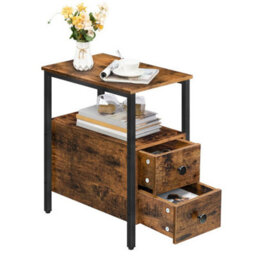 Side Table Bedside Table  2 Drawers Chair Side Lamp End Table - thumbnail 1