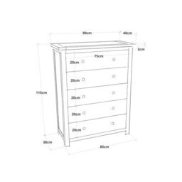 Cabinet Bits Mirano 5 Drawer Chest Of Drawers Chrome Knob - thumbnail 8