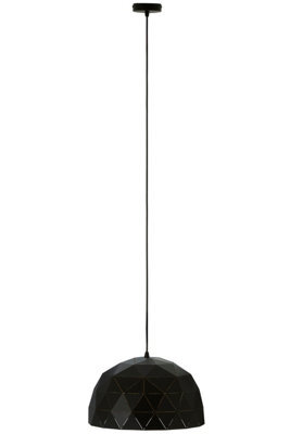 Orsina Small Black And Copper Dome Pendant Light, Matte Black Geometric Ceiling Pendant With Gold Interior - image 1