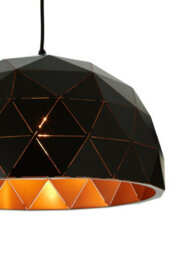Orsina Small Black And Copper Dome Pendant Light, Matte Black Geometric Ceiling Pendant With Gold Interior - thumbnail 4